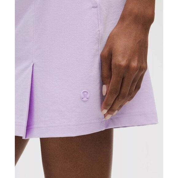 Stretch Twill Front Pleat Golf Skirt - Lavender Frost - Picture 3 of 7